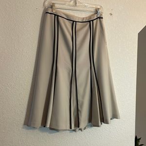 Ann Taylor Loft A-Line Skirt, Size 4, Navy Stripe on Beige